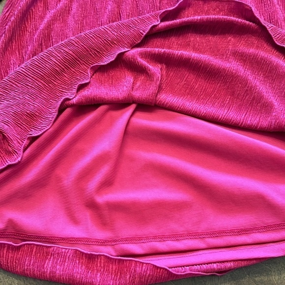 Morgan Taylor Long Sleeved Pink Faux Wrap Textured Pink Dress - Picture 12 of 13